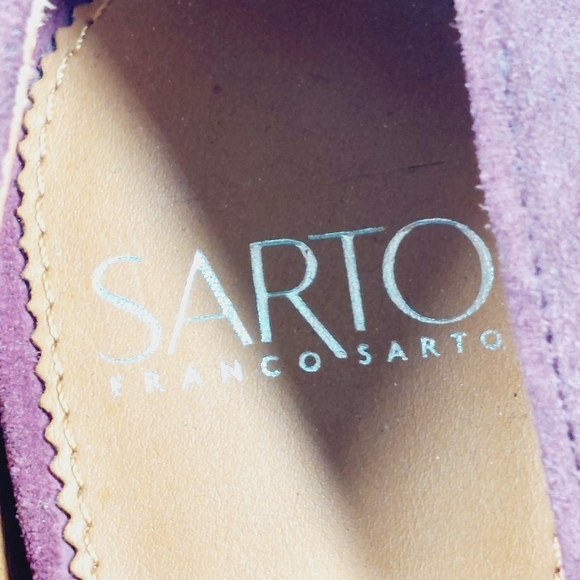 SARTO By Franco Sarto Burgundy Leather Round-Toe Heeled Pumps Sandals M662 - Picture 10 of 13